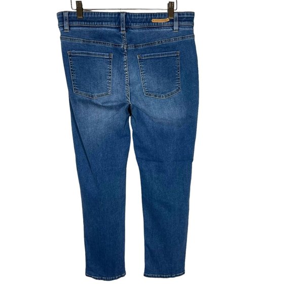 Soft Surroundings Medium Wash High Rise Straight Leg Pull On Jeans Medium Petite - Picture 2 of 9
